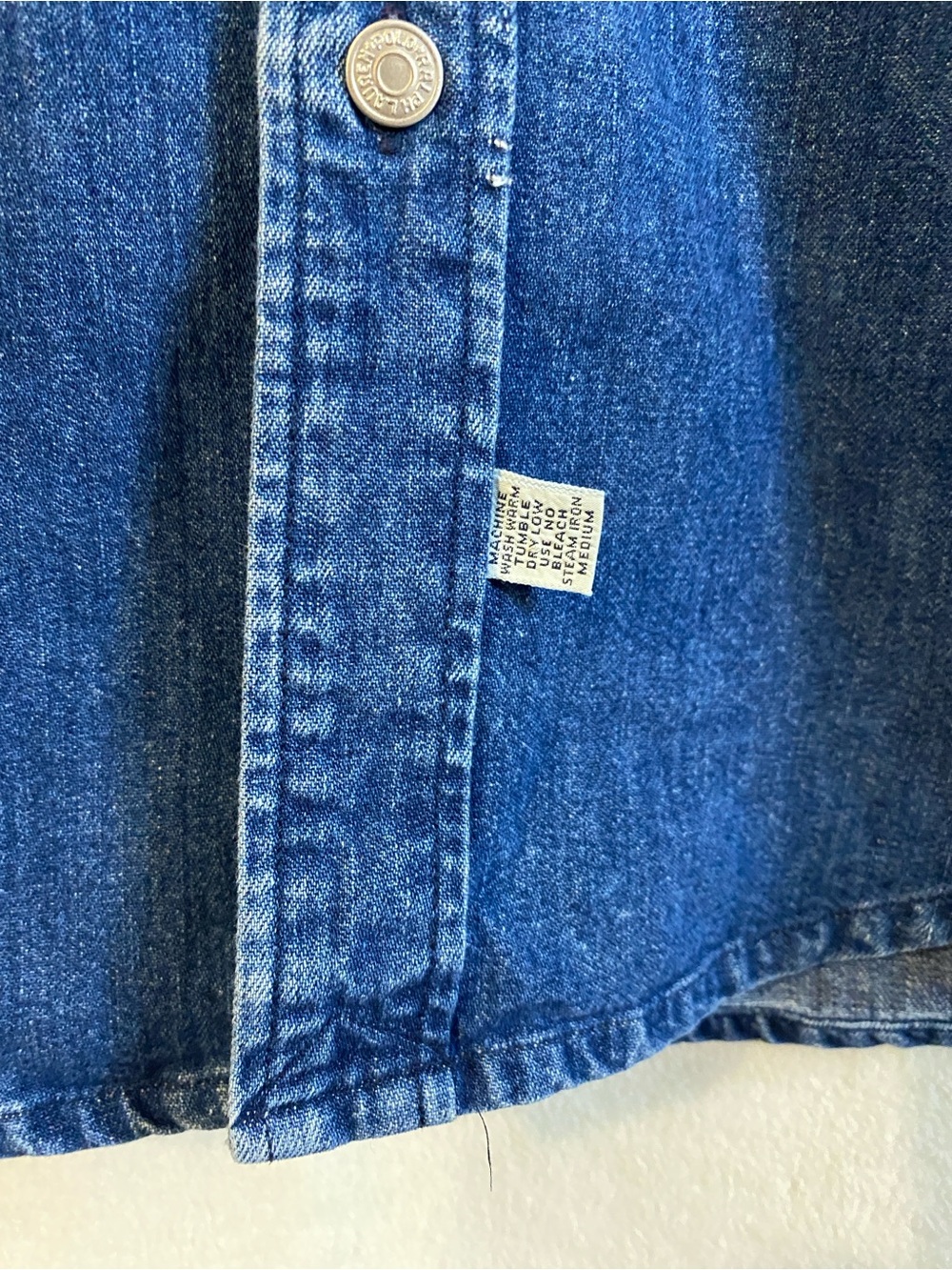 Vintage Polo Ralph Lauren 100% cotton denim button down shirt Made in USA - Picture 5 of 13